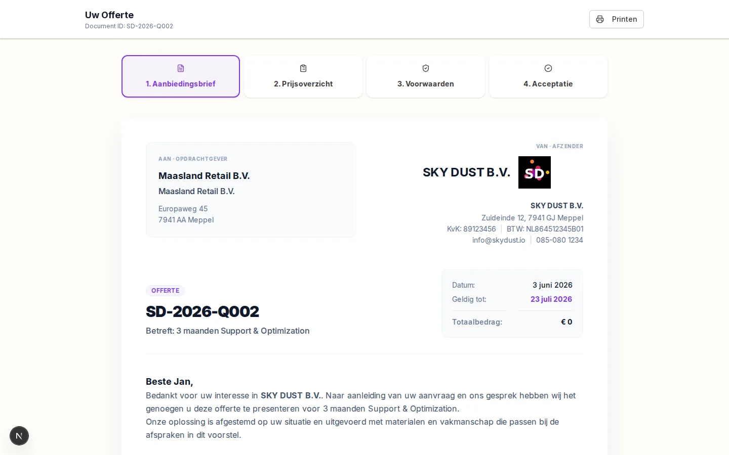 Openbare offerte, klaar om digitaal te ondertekenen